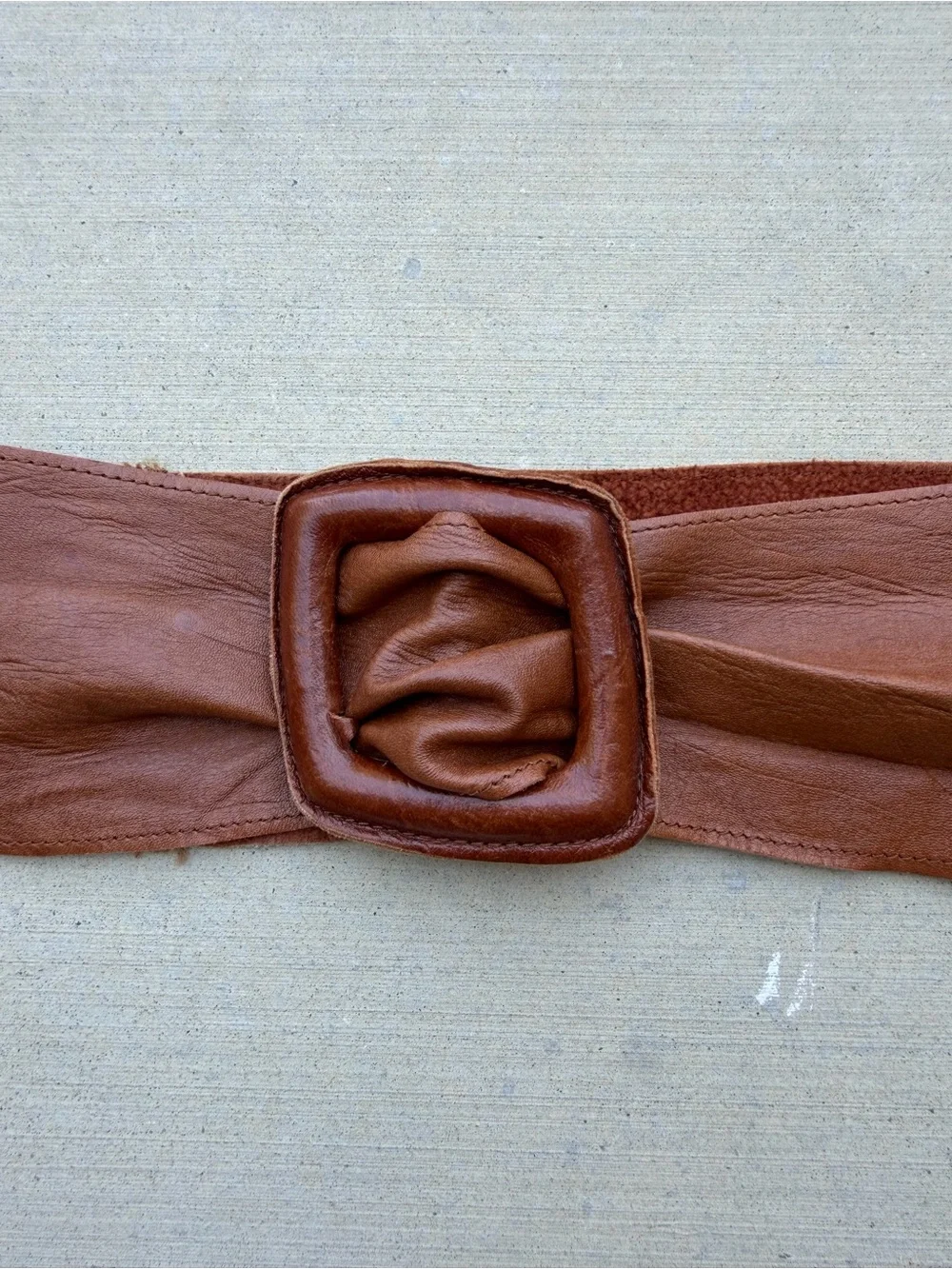 70’s Wide Brown Leather Cinch Belt with Buckle
